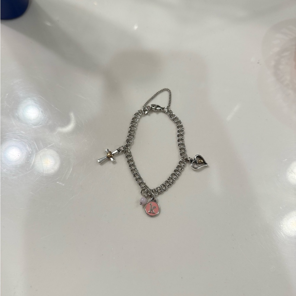 James Avery Silver Charm Bracelet with Pink and Gold Accents